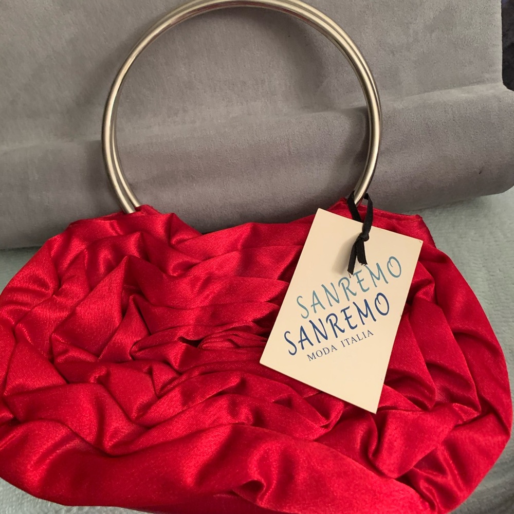 New Red Satin Evening Bag